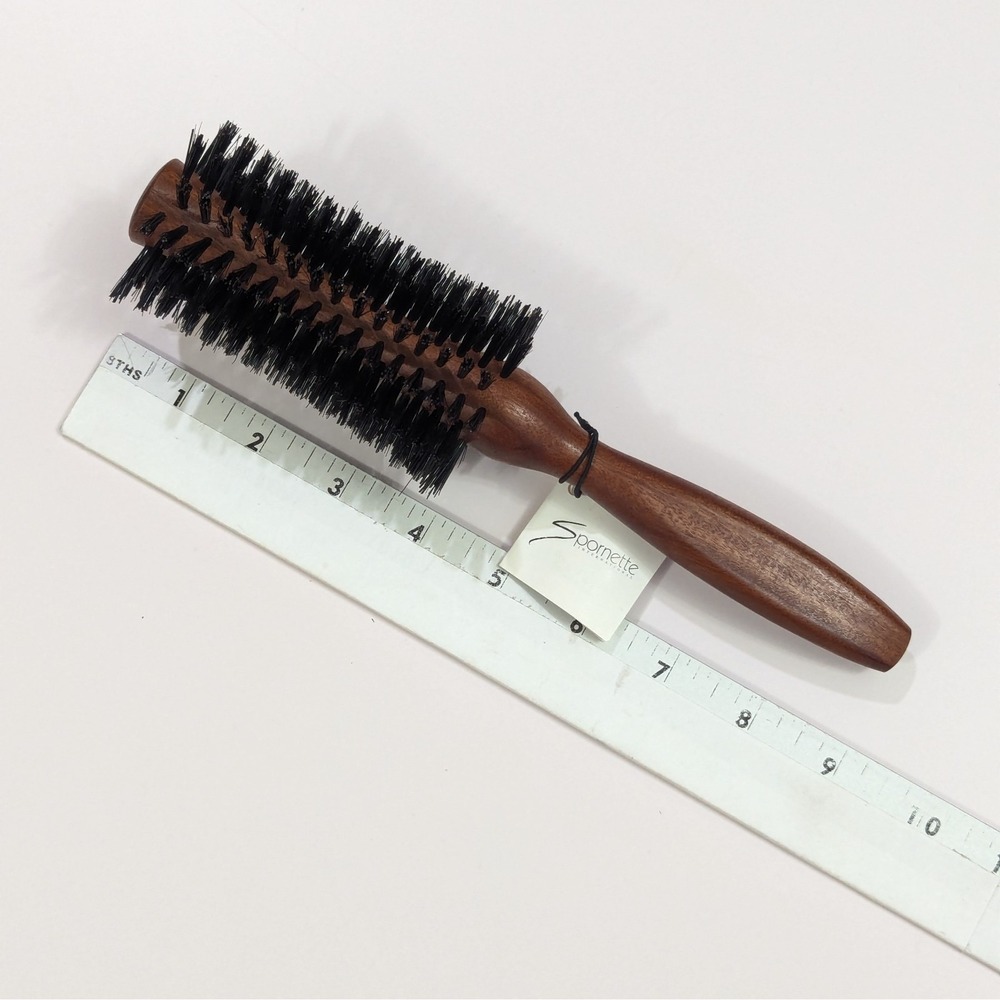 Spornette #808 Hair Brush Concavia Hour Glass Wood Handle Boar Bristles Italy